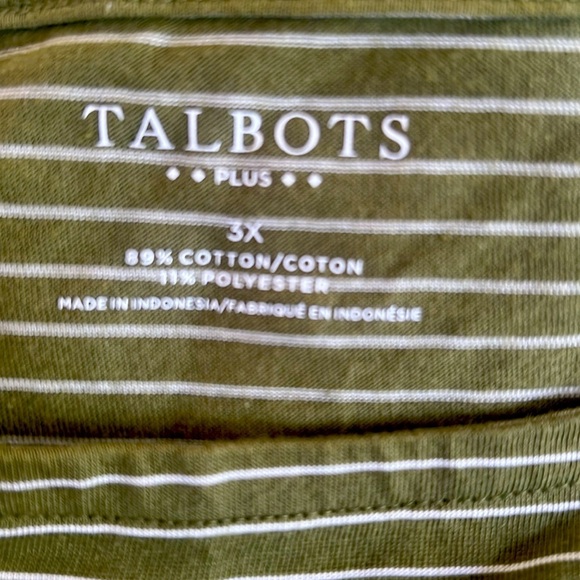 Talbots Olive Striped Short Sleeve Tee - Picture 4 of 5